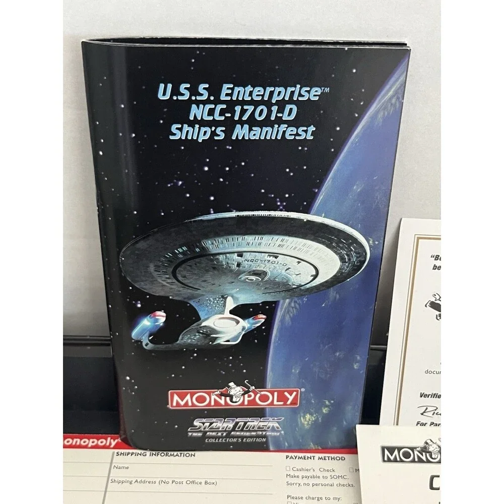 Monopoly Star Trek The Next Generation Collector’s Edition Complete W/COA